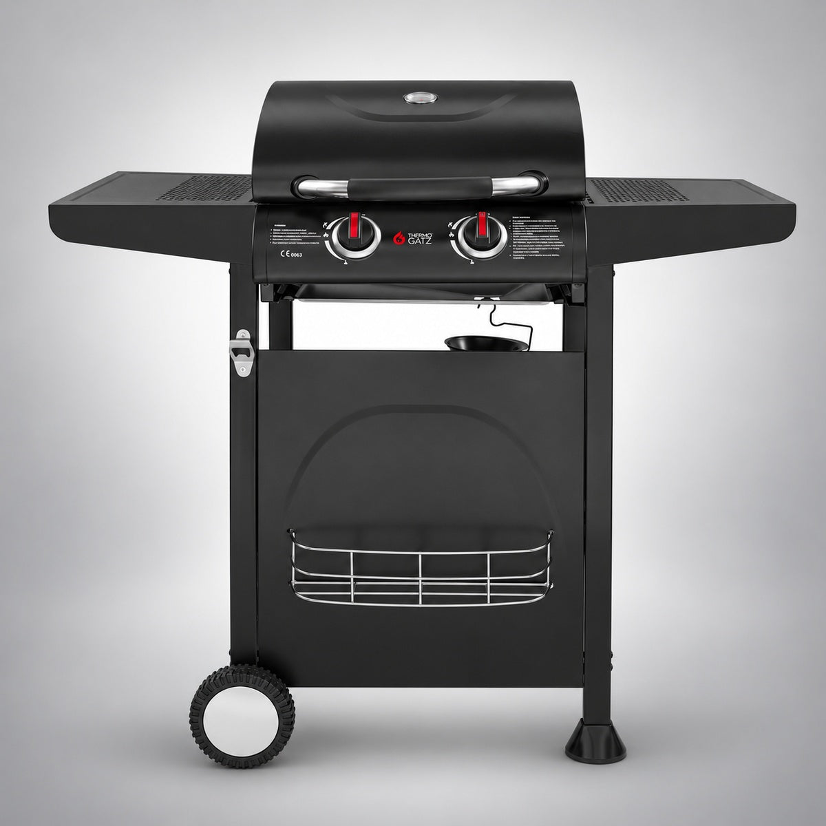 Thermogatz GS GRILL LITE 2 — BBQ ΥΓΡΑΕΡΙΟΥ GS GRILL LITE 2 - 6kW, σε γκρι φόντο με φυσική σκιά