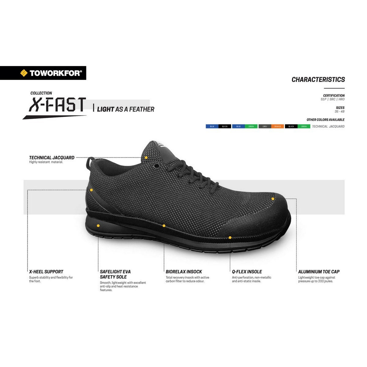 ToWorkFor X-N2 S3 SRC-ESD-HRO Παπούτσια Ασφαλείας Χαμηλά Με Προστασία