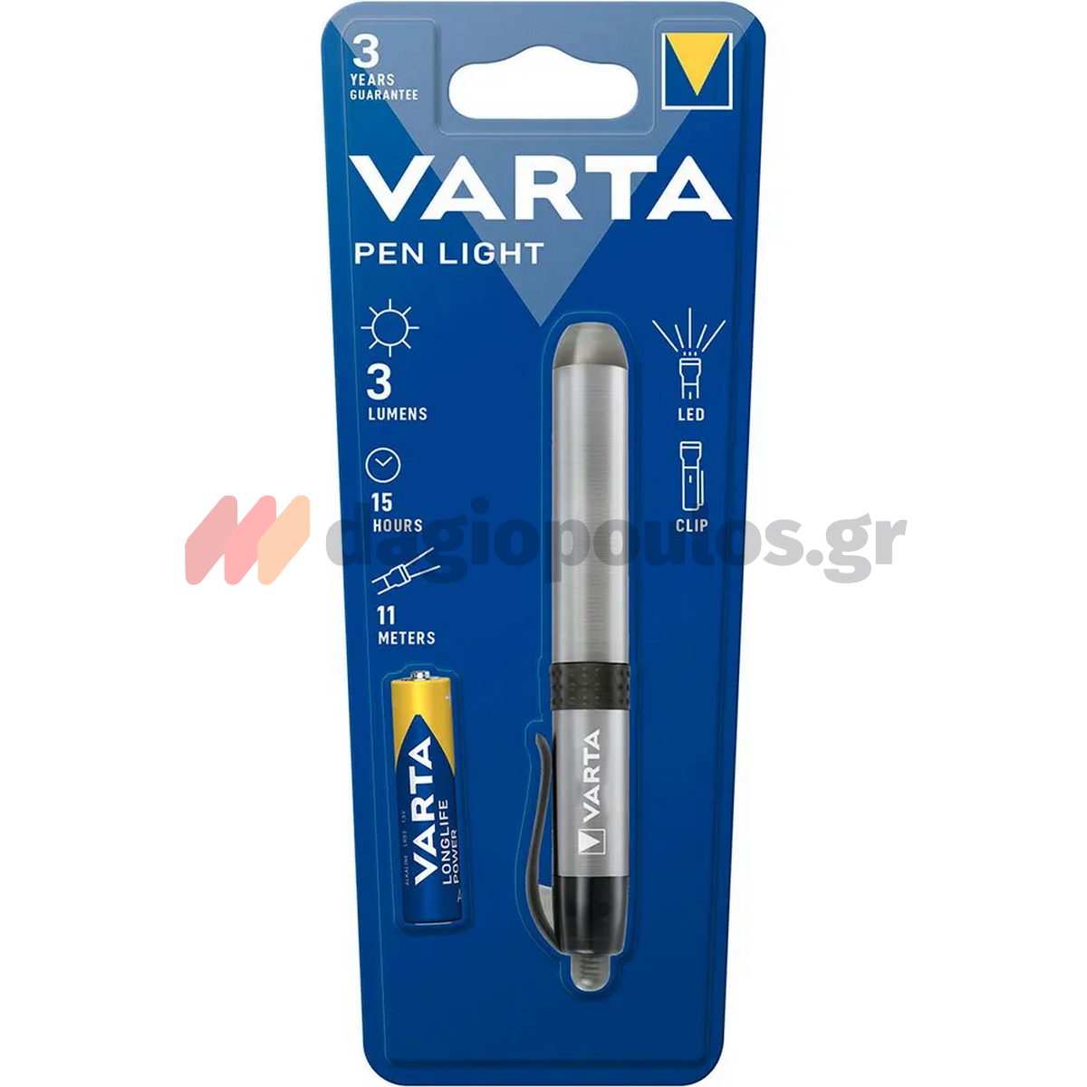 Varta Pen Light Mini Φακός Στυλό Led 3 Lumens