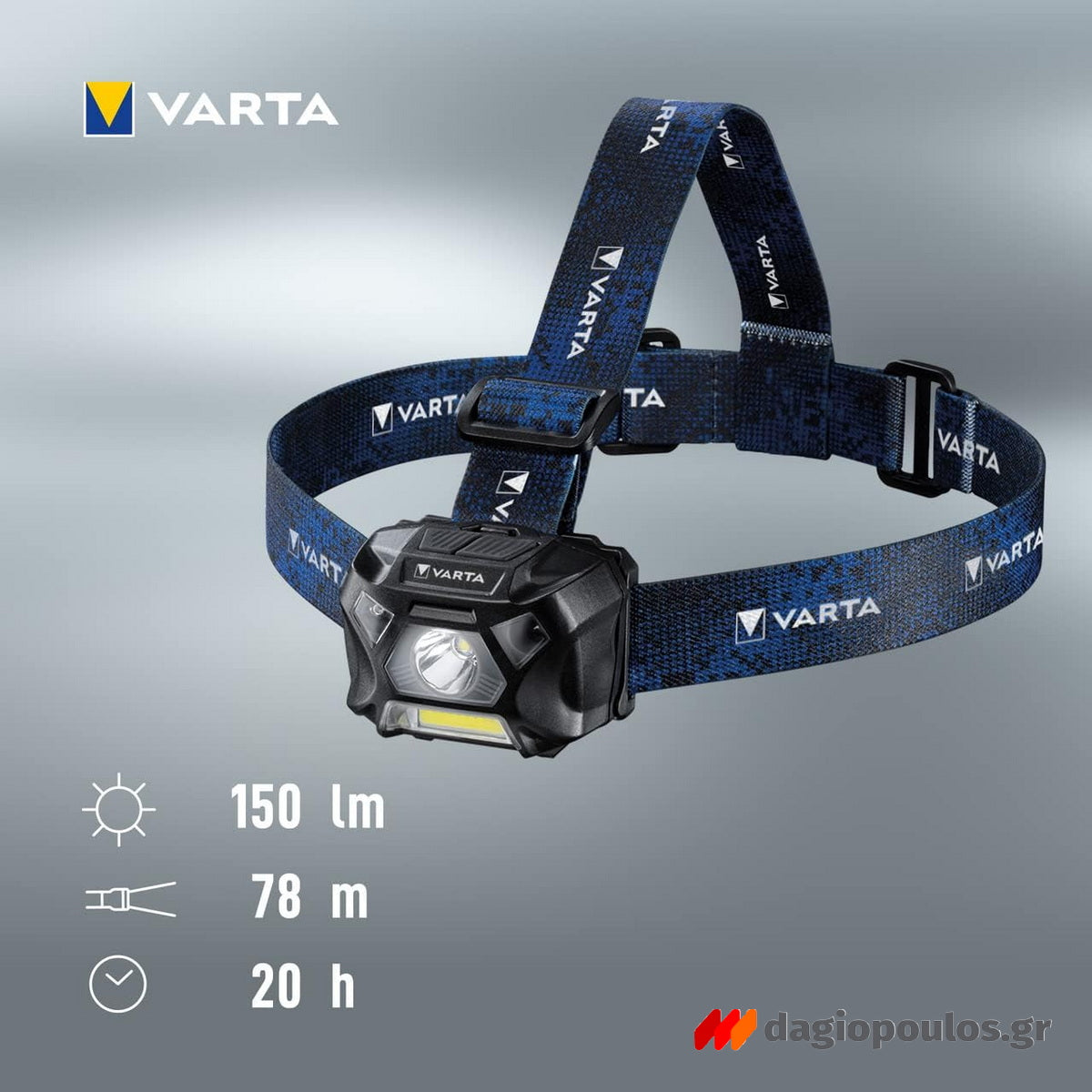 Varta WorkFlex H20 Φακός Κεφαλής Μπαταρίας 150 Lumens Με Αισθητήρα Κίνησης