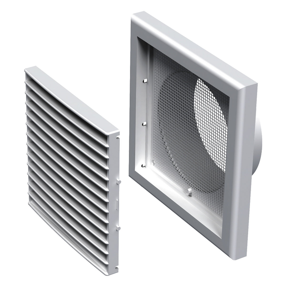 Vents Καπάκι Εξαερισμού Πλαστικό Με Σίτα Τετράγωνο και Αποσπώμενες Γρίλιες Πλαστικό 100mm ΛΕΥΚΟ