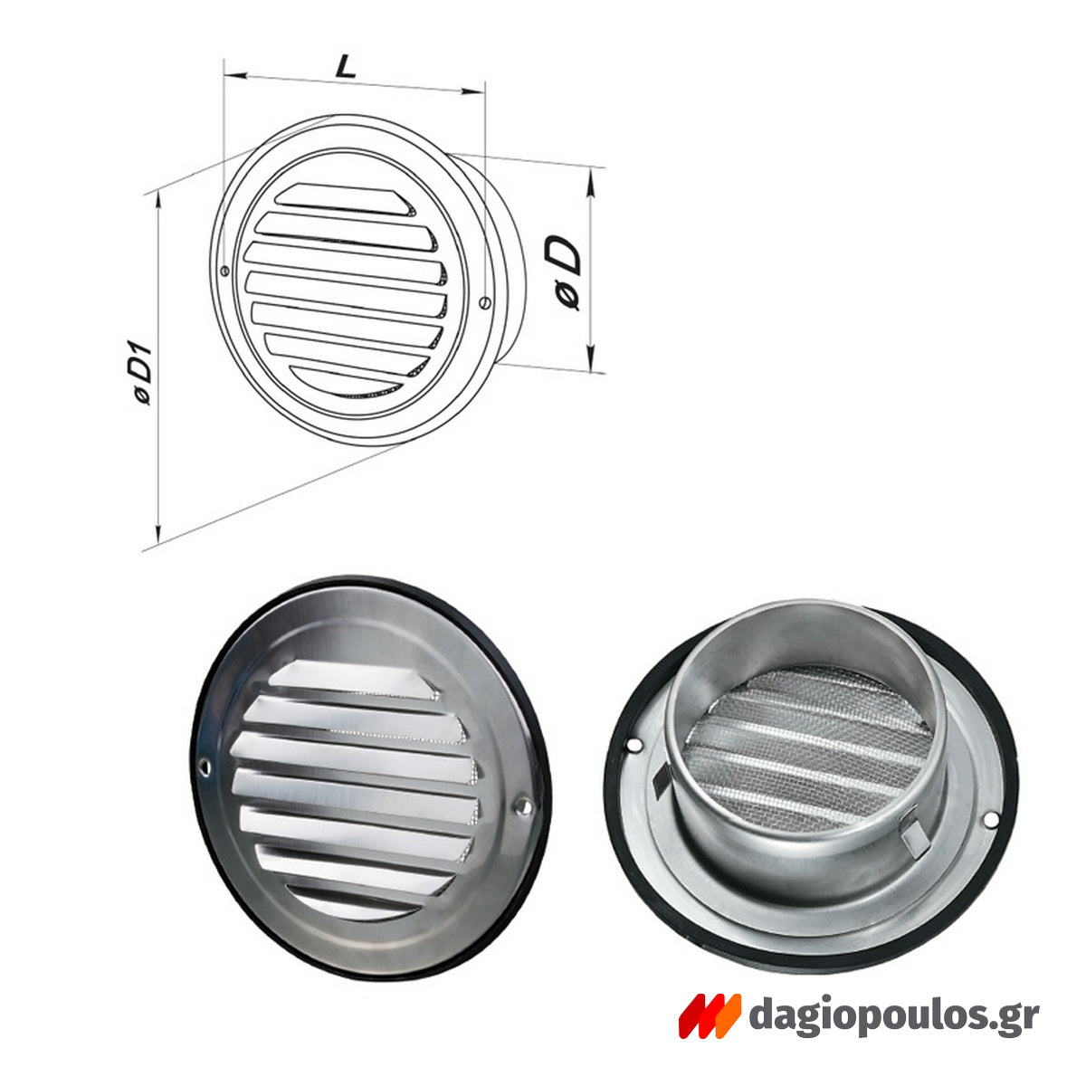 Vents MVM 100 Καπάκι Εξαερισμού Με Σίτα Στρογγυλό 100mm ΑΝΟΞΕΙΔΩΤΟ