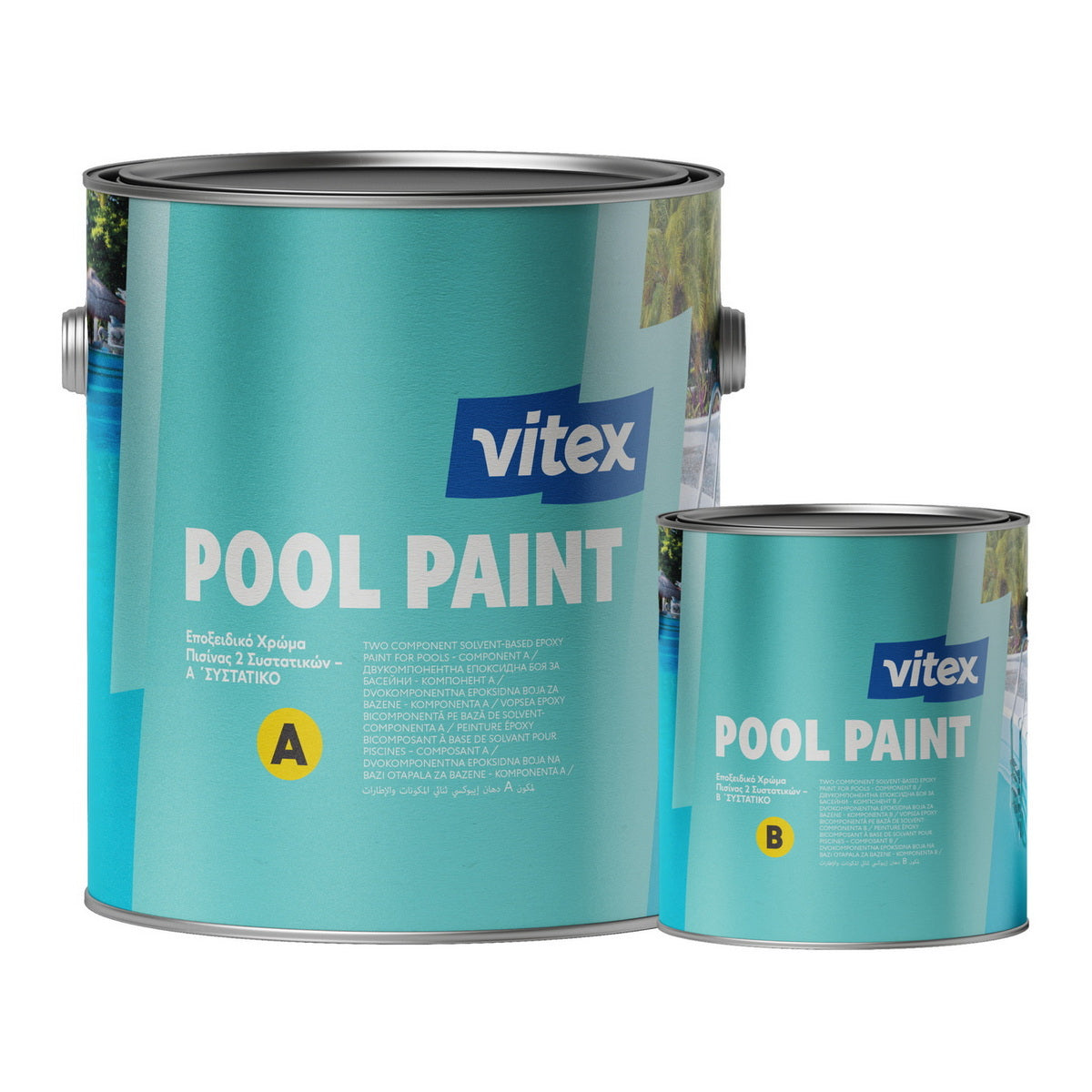 Vitex Pool Paint Εποξειδικό Χρώμα Πισίνας Διαλύτου 2 Συστατικών ΓΑΛΑΖΙΟ 3.5Ltr