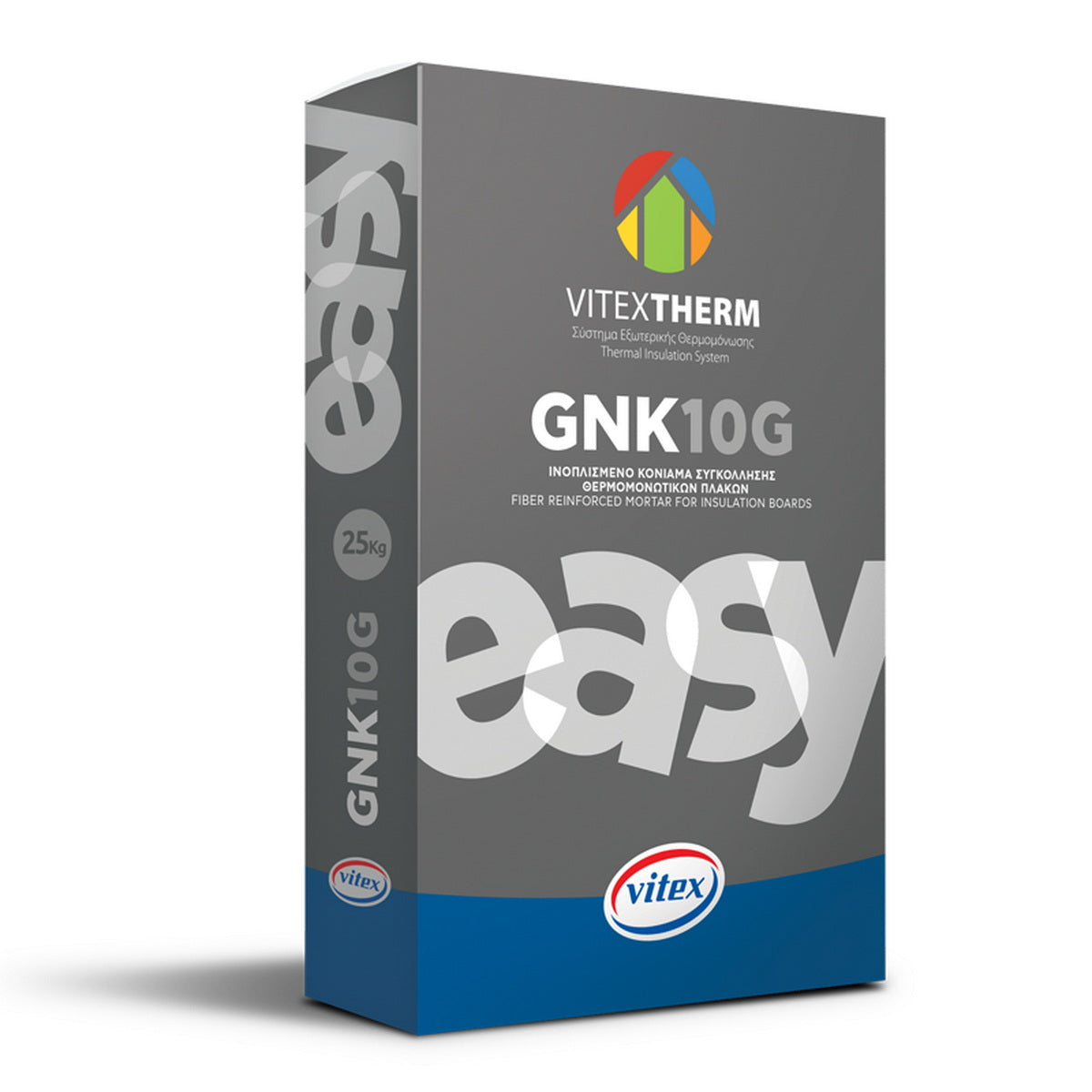 Vitextherm GNK 10G Easy Fiber Τσιμεντοειδές Κονίαμα Συγκόλλησης Θερμομονωτικών Πλακών 25Kgr ΓΚΡΙ