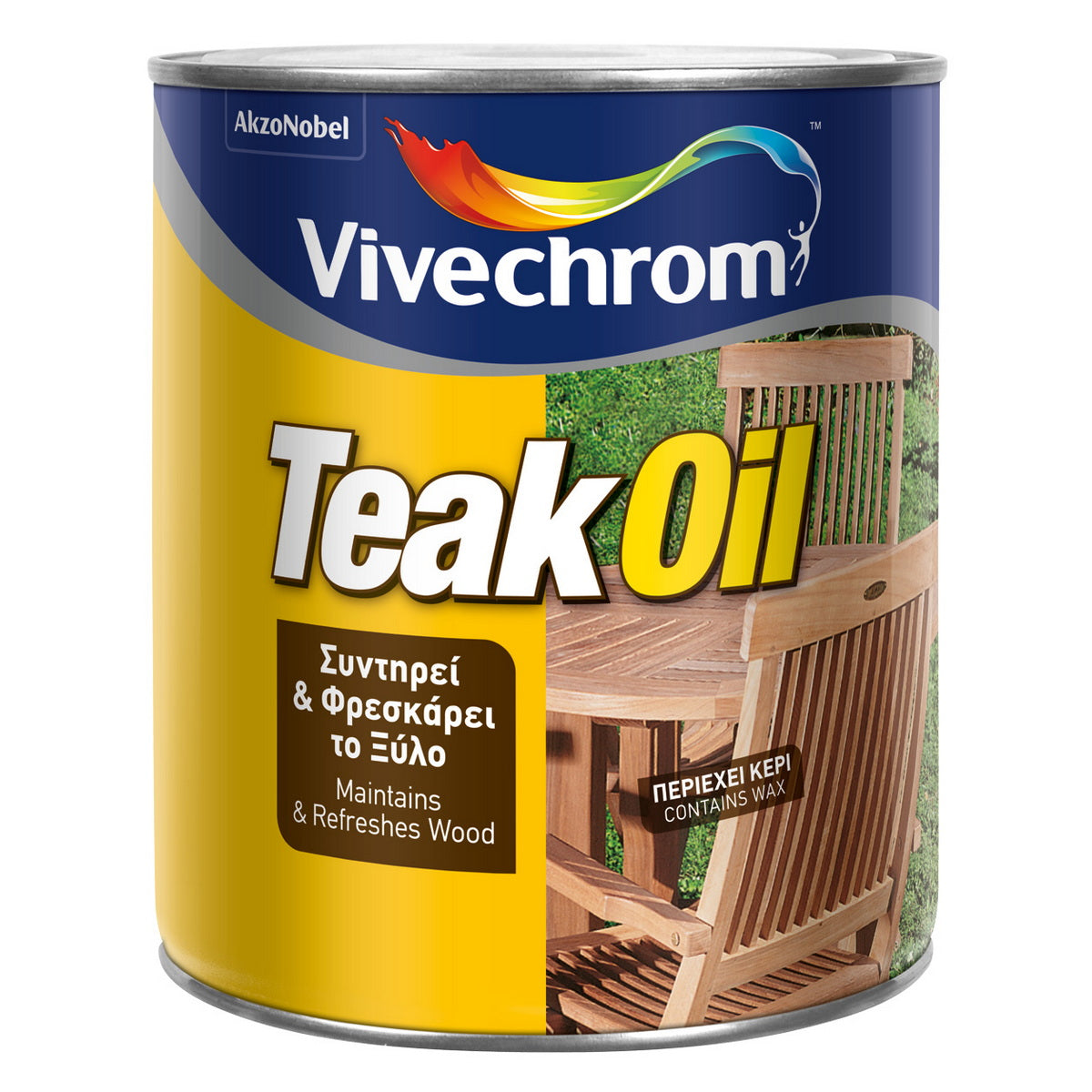 Vivechrom Teak Oil Λάδι Συντήρησης & Προστασίας Ξύλων & Επίπλων Κήπου 750ml