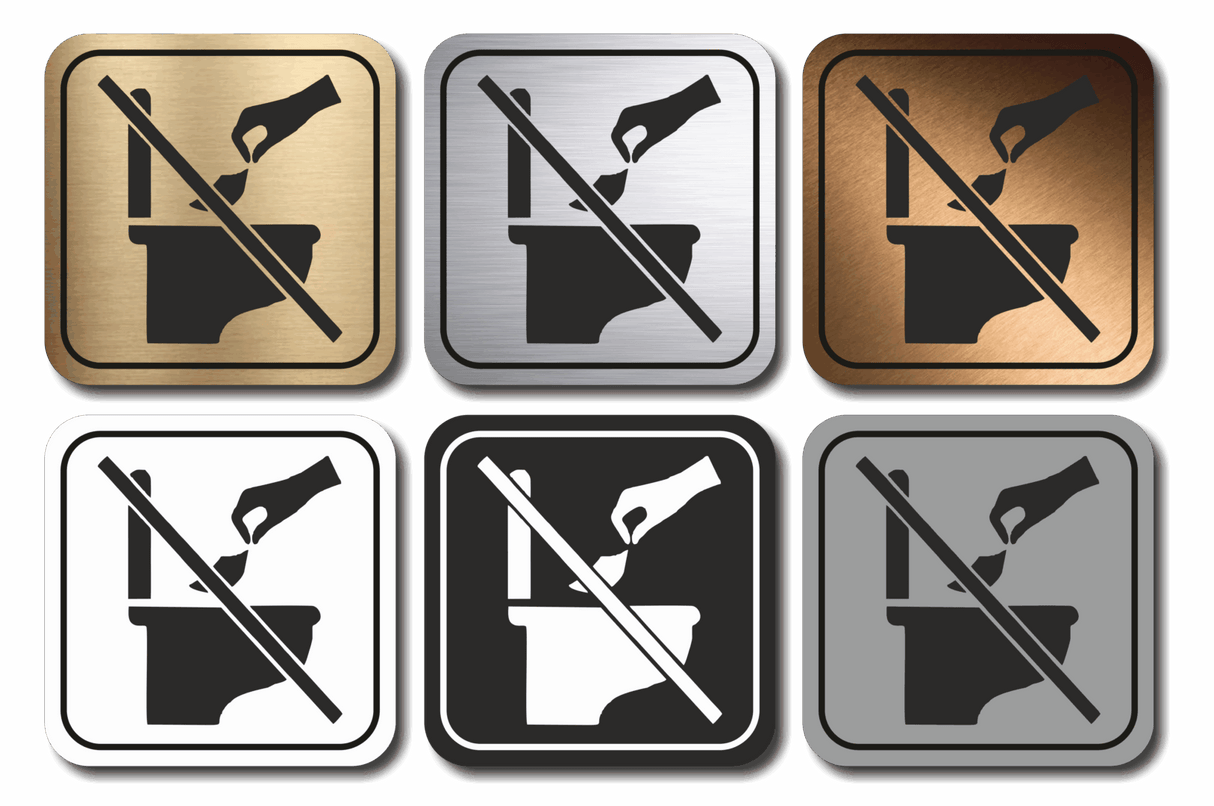 Πινακίδα Σήμανσης WC Aκρυλικό Plexiglass “ΑΠΑΓΟΡΕΥΕΤΑΙ Η ΡΙΞΗ ΧΑΡΤΙΩΝ ΣΤΗΝ ΤΟΥΑΛΕΤΑ” 110mm x 110mm