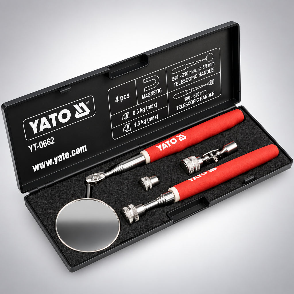 Yato YT-0662 Τηλεσκοπικός Πτυσόμενος Καθρέπτης Επιθεώρησης & Μαγνήτης Συλλογής Σετ 4 Τεμ