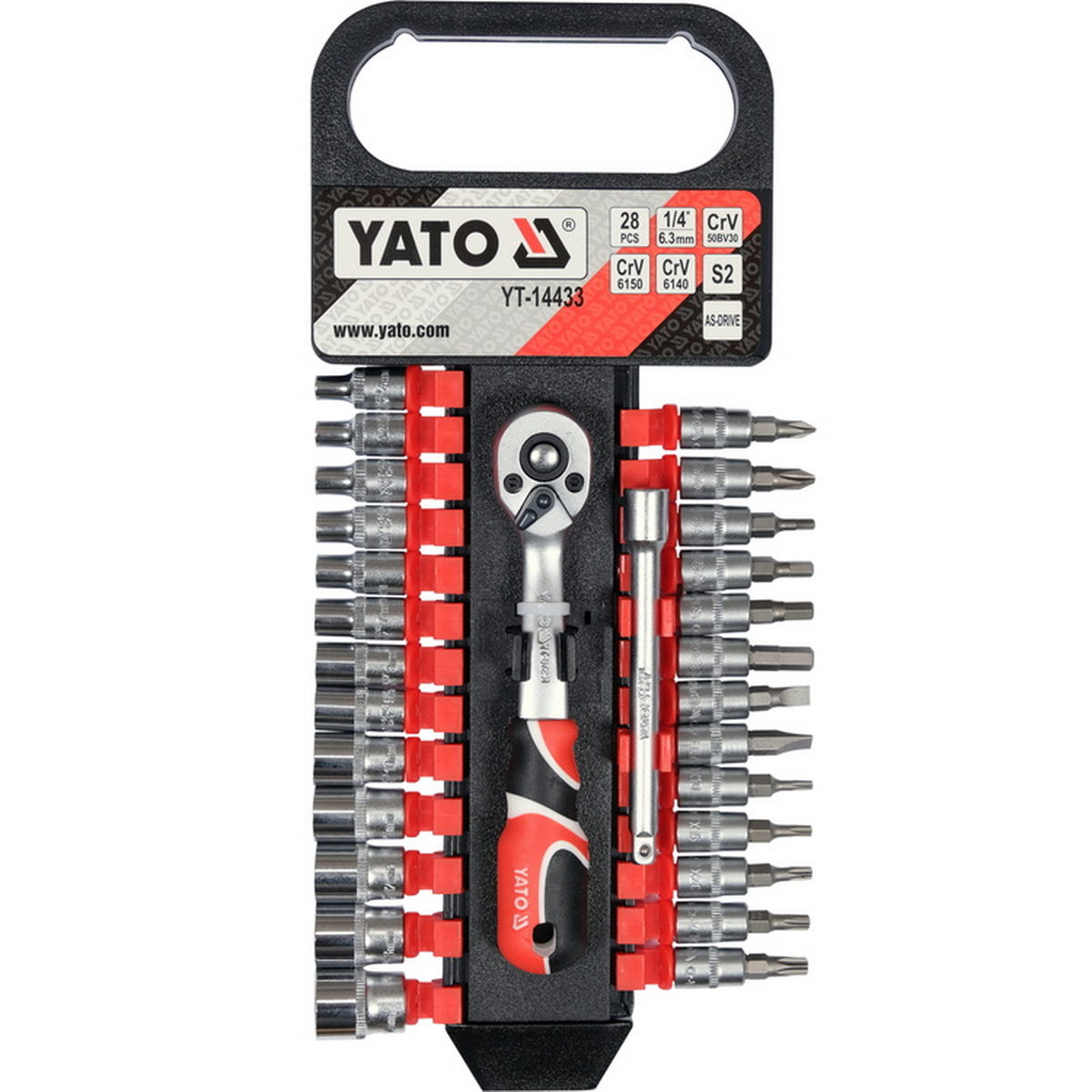 Yato YT-14433 Συλλογή Μανέλα Καστάνιας Με Καρυδάκια Μύτες 1/4" Σετ 28 Τεμ