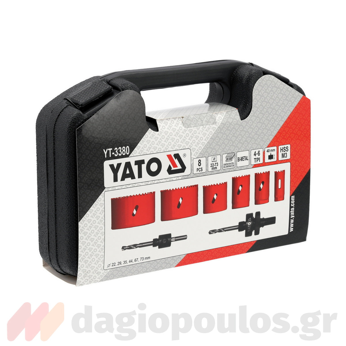 Yato YT-3380 Συλλογή Ποτηροτρύπανα & Κεντραδόροι 22mm-73mm Σετ 8 Τεμ Σε Βαλίτσα