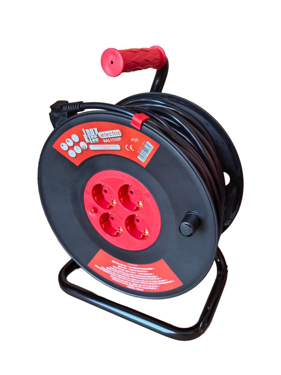 INOX KISS BAL1550P Μπαλαντέζα Ρεύματος Με Καρούλι Ανοικτό 4 Θέσεων H05VV-F 3G1.5*50mtr