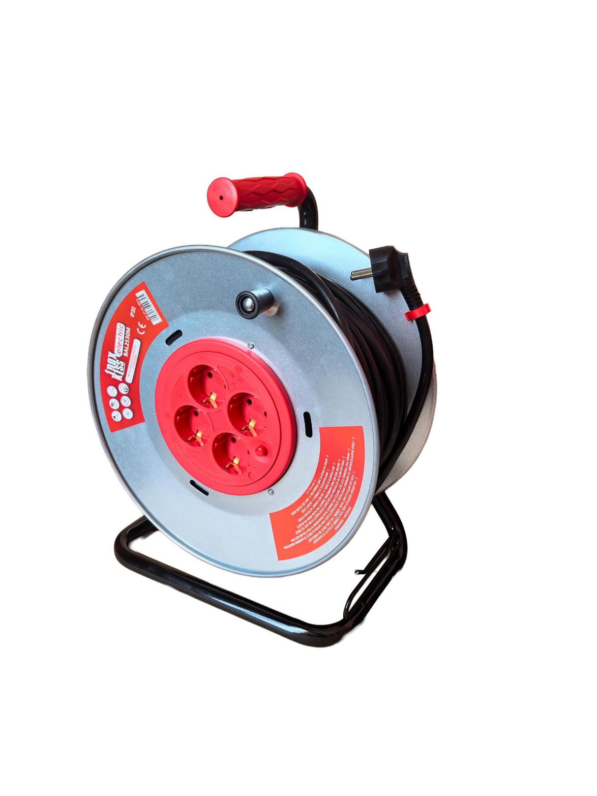 INOX KISS BAL2530M Μπαλαντέζα Ρεύματος Με Καρούλι Ανοικτό Μεταλλικό 4 Θέσεων H05VV-F 3G2.5*30mtr