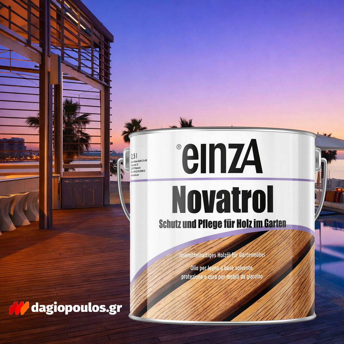einzA Novatrol Holzöl Λάδι Συντήρησης & Προστασίας Decks & Δαπέδων Κήπου Ματ ΑΧΡΩΜΟ (FARBLOS)