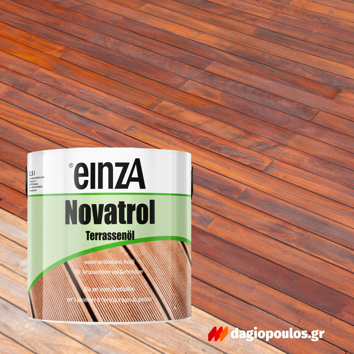 einzA Novatrol Terrassenöl Λάδι Συντήρησης & Προστασίας Decks & Δαπέδων Κήπου Νερού Ματ BANKIRAI (TEAK)