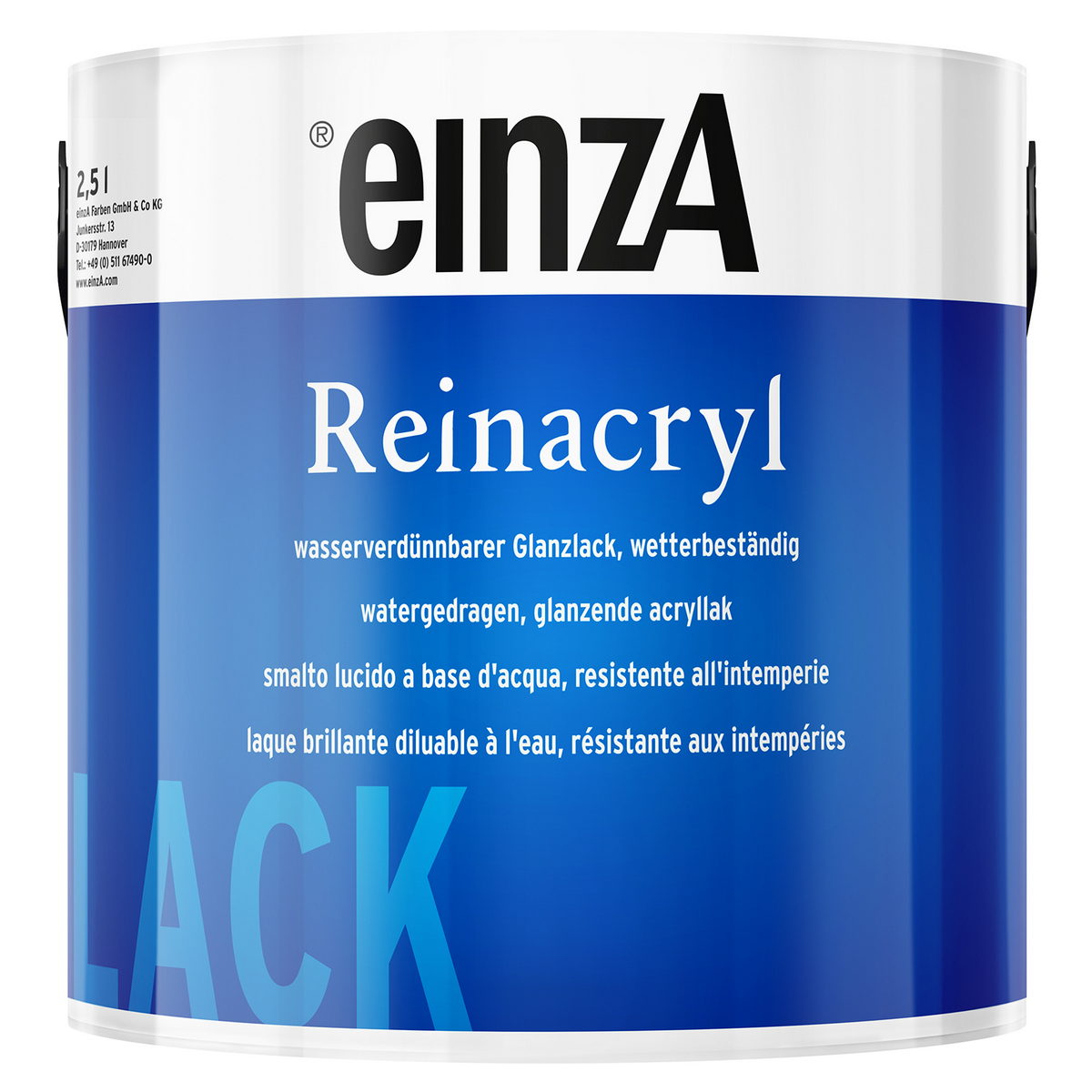 einzA Reinacryl Glanzlack Οικολογική Ρεπολίνη Πολυουρεθανης Νερού Γυαλιστερή ΛΕΥΚΗ