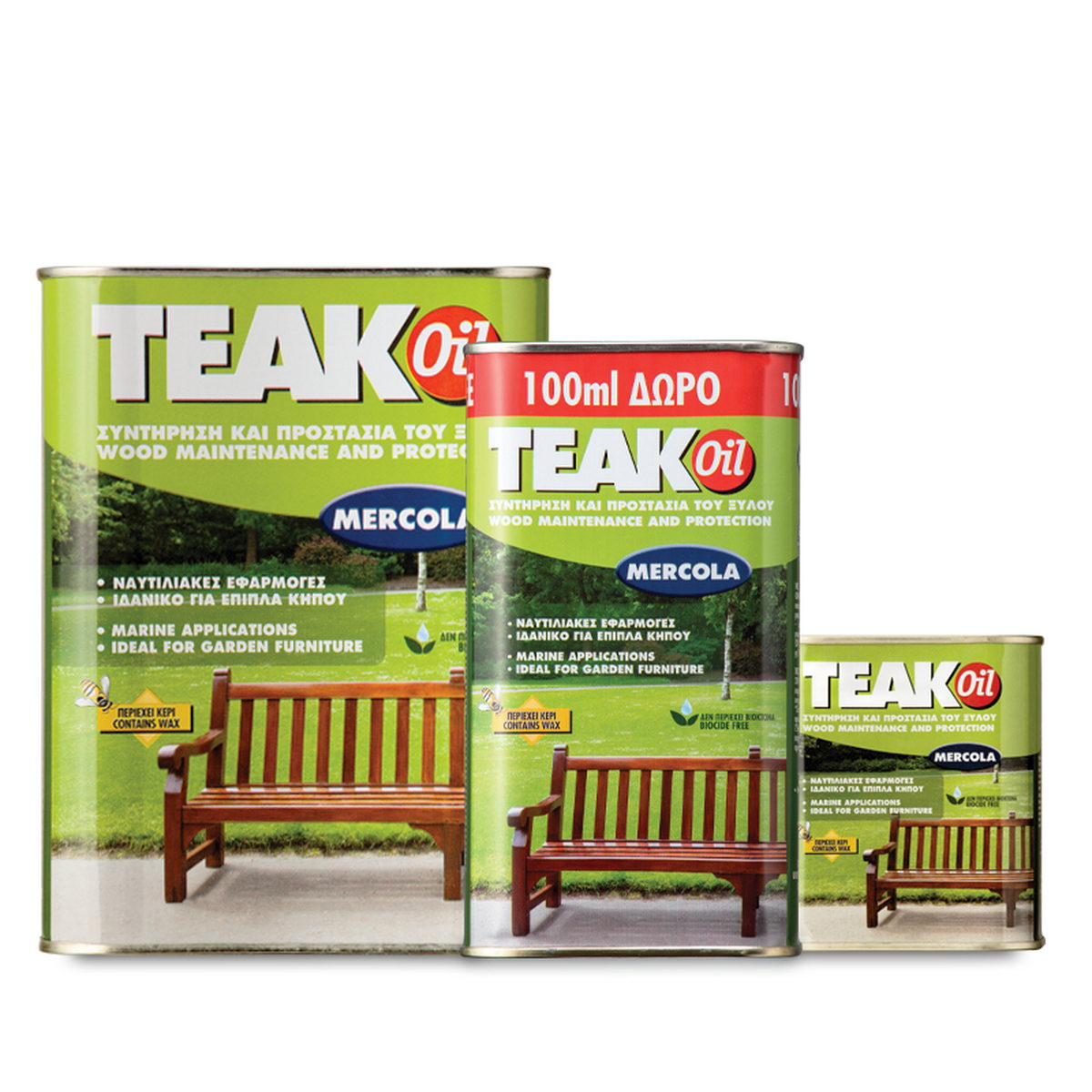 Mercola Teak Oil Λάδι Συντήρησης & Προστασίας Ξύλων & Επίπλων Κήπου Ματ ΑΧΡΩΜΟ