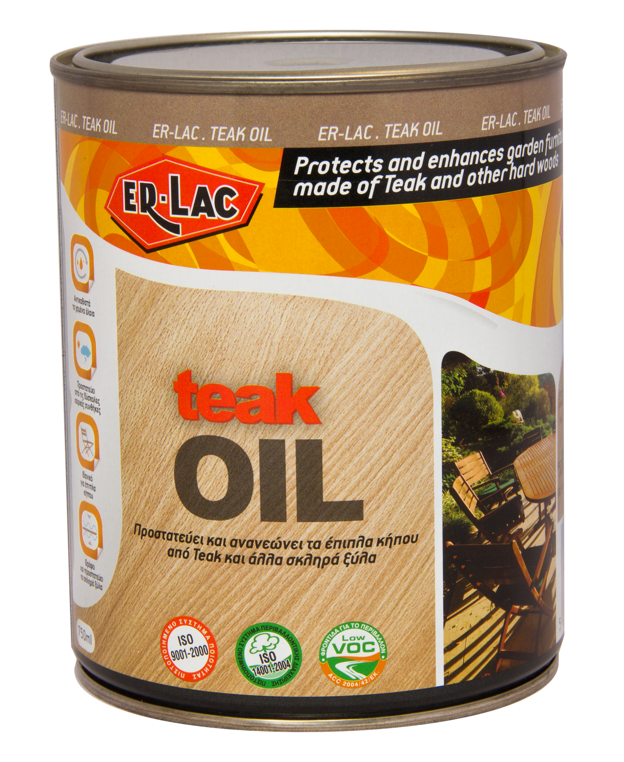 Erlac Teak Oil Λάδι Συντήρησης & Προστασίας Ξύλων & Επίπλων Κήπου Ματ ΑΧΡΩΜΟ