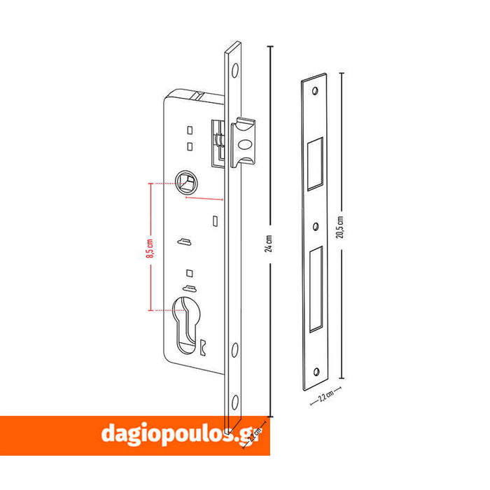 Hugo Κλειδαριά Ασφαλείας Εισόδου Για Πόρτα Αλουμινίου - Σιδήρου