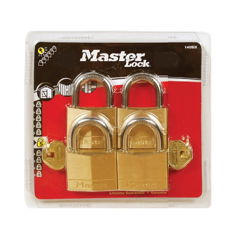 Master Lock 150EURQNOP Συλλογή Λουκέτο Ορειχάλκινα 50mm Σετ 4 Τεμ Με Ίδιο Κλειδί