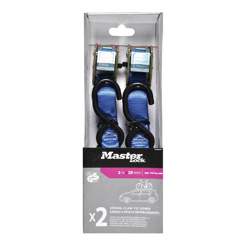 Master Lock 4368EURDAT Master Eco Ιμάντας Πρόσδεσης Φορτίου Με Πόρπη Ασφαλείας Γάντζο 2m x 25mm Σετ 2 Τεμ