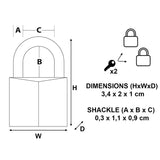 Master Lock 120EURT Συλλογή Λουκέτα Ορειχάλκινα 20mm Σετ 2 Τεμ Με Όμοιο Κλειδί