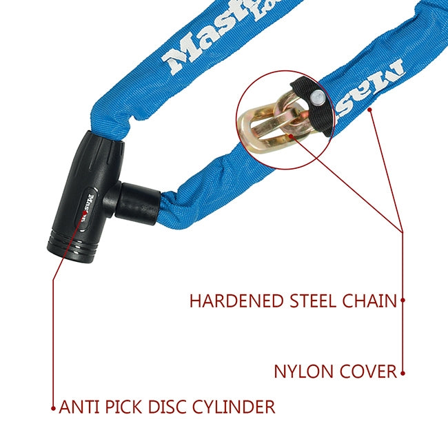 Master Lock 8391EURDPRO Κλειδαριά Ποδηλάτου Αλυσίδας Σε Διάφορα Χρώματα 8mm x 90cm
