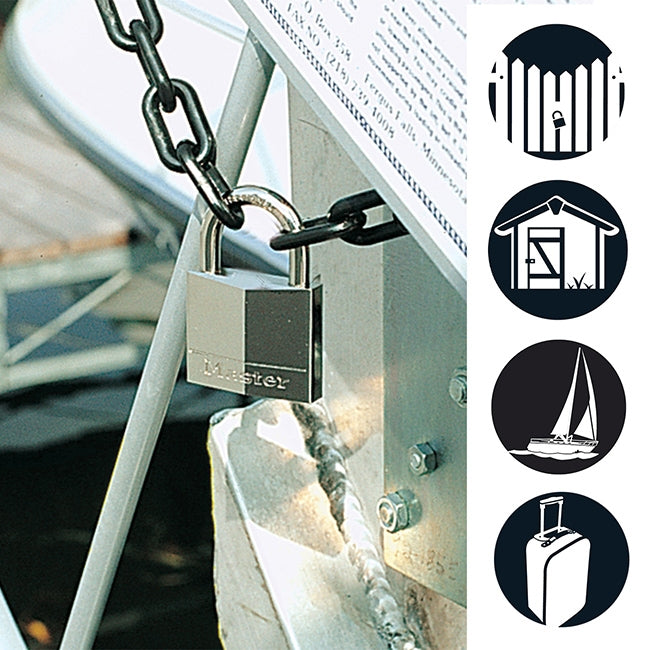 Master Lock Λουκέτο μπρούτζινο επινικελωμένο με λαιμό Inox 30mm