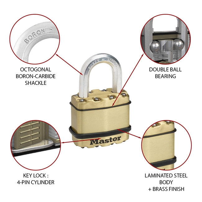 Master Lock M1BEURD Excell Λουκέτο Υψίστης Ασφαλείας Με Ορειχάλκινο Φινίρισμα 45mm
