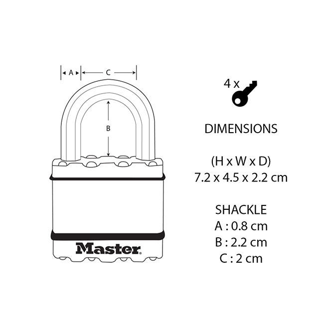 Master Lock M1BEURD Excell Λουκέτο Υψίστης Ασφαλείας Με Ορειχάλκινο Φινίρισμα 45mm