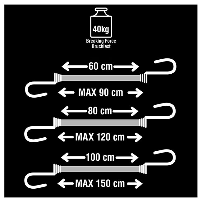 Master Lock 3040EURDAT Χταπόδια 2 Άκρων Με Διπλό Γάντζο Διάφορα Μεγέθη Σετ 6 Τεμ