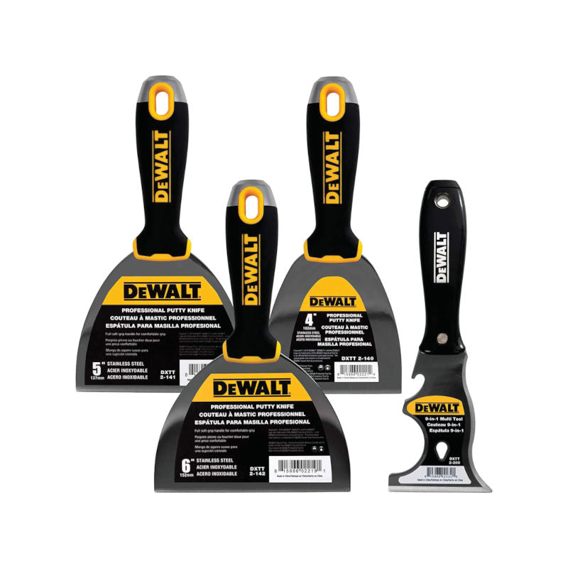 DeWalt DXTT-3-140 Συλλογή Σπάτουλες Στόκου με Ελαστική Λαβή Σετ 4 Τεμ ΑΝΟΞΕΙΔΩΤΕΣ