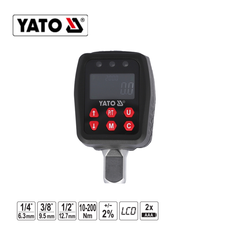 Yato YT-07535 Επαγγελματικό Ψηφιακό Δυναμόκλειδο Χειρός (ΑΝΤΑΠΤΟΡΑΣ) 1/2-10-200Νm