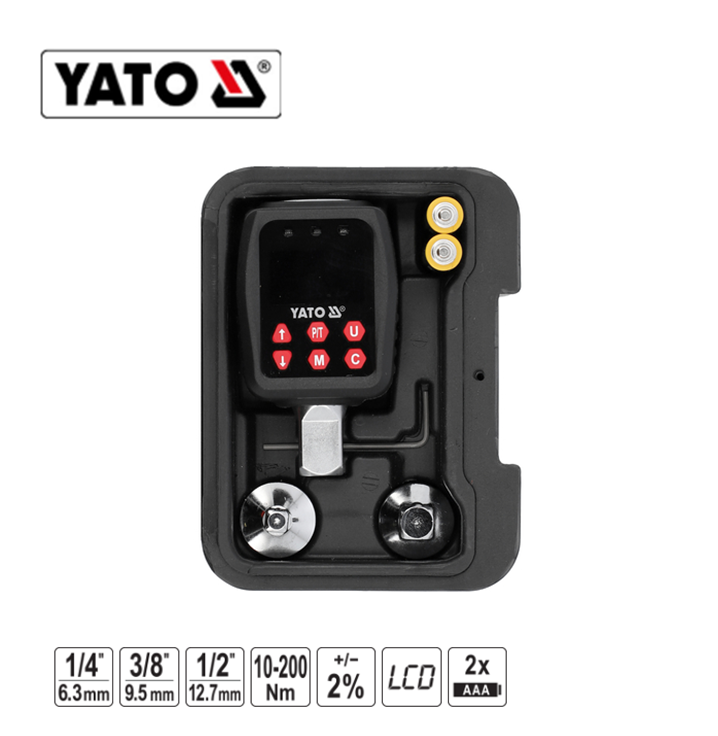 Yato YT-07535 Επαγγελματικό Ψηφιακό Δυναμόκλειδο Χειρός (ΑΝΤΑΠΤΟΡΑΣ) 1/2-10-200Νm