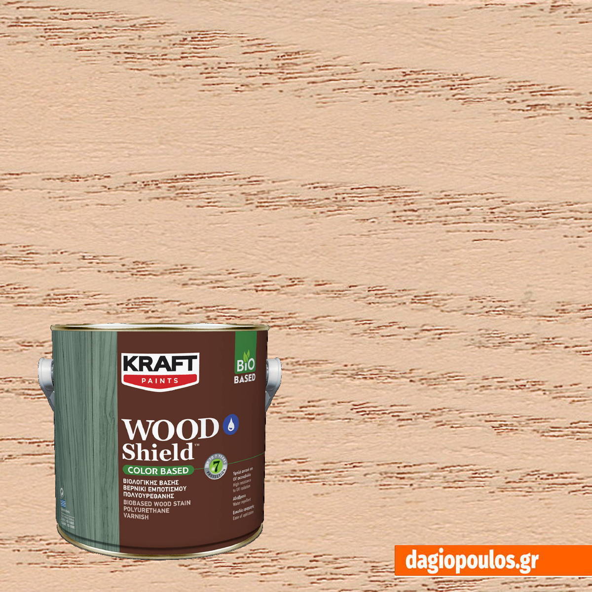 Kraft Wood Shield Color Based Οικολογικό Βερνίκι Εμποτισμού Πολυουρεθάνης Νερού Ημιματ 126 ΑΜΥΓΔΑΛΙΑ 2.5Ltr