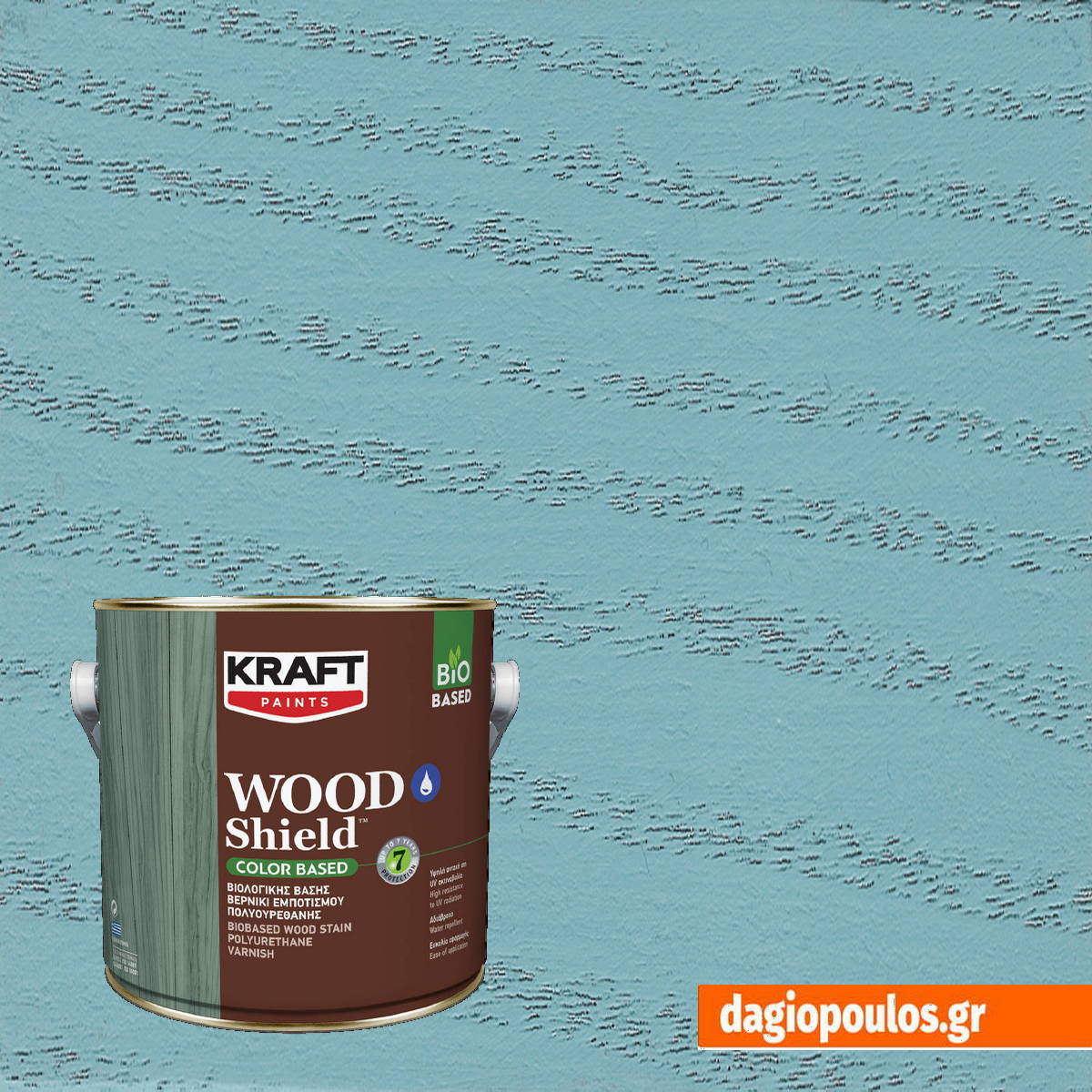 Kraft Wood Shield Color Based Οικολογικό Βερνίκι Εμποτισμού Πολυουρεθάνης Νερού Ημιματ 132 ΛΙΜΝΗ 2.5Ltr