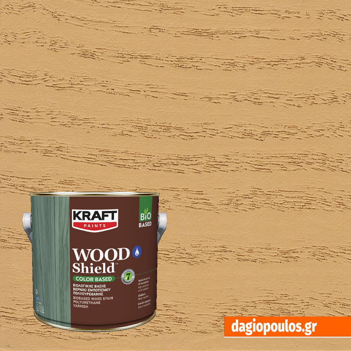 Kraft Wood Shield Color Based Οικολογικό Βερνίκι Εμποτισμού Πολυουρεθάνης Νερού Ημιματ 136 ΣΤΑΧΥ 2.5Ltr