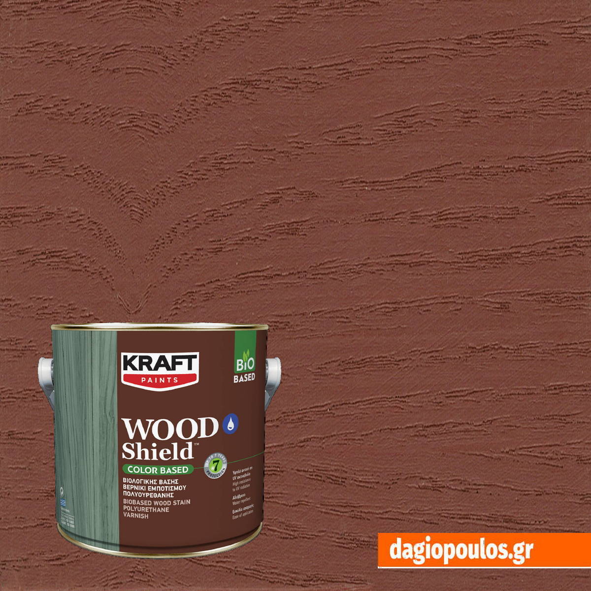 Kraft Wood Shield Color Based Οικολογικό Βερνίκι Εμποτισμού Πολυουρεθάνης Νερού Ημιματ 138 ΧΑΡΟΥΠΙ 2.5Ltr