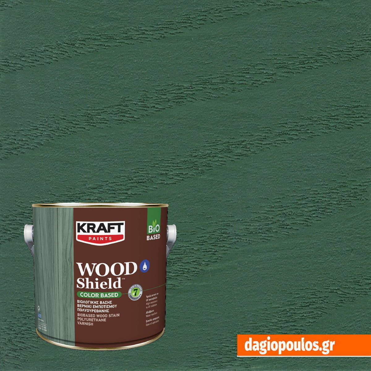 Kraft Wood Shield Color Based Οικολογικό Βερνίκι Εμποτισμού Πολυουρεθάνης Νερού Ημιματ 140 ΕΛΑΤΟ 2.5Ltr