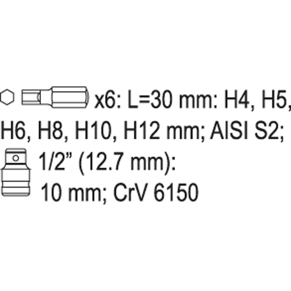 Yato YT-0412 Επαγγελματικές Μύτες Allen Εξάγωνες 12" Σετ 7 Τεμ
