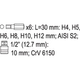 Yato YT-0412 Επαγγελματικές Μύτες Allen Εξάγωνες 12" Σετ 7 Τεμ