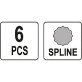 Yato YT-0414 Συλλογή Μύτες Spline (Πολύσφηνες) Σετ 6 Τεμ