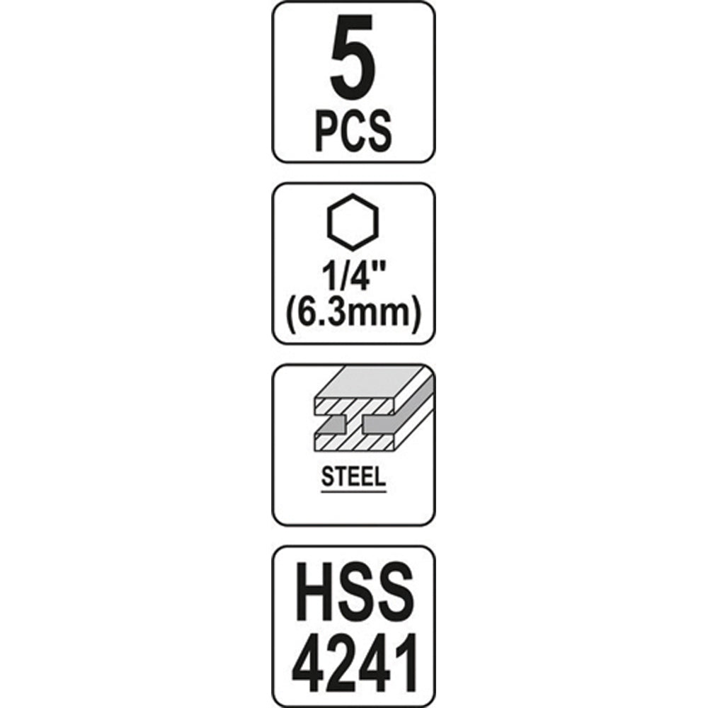 Yato YT-06035 Συλλογή Μύτες Εξωλκείς Αφαίρεσης Για Βίδες Με Φθαρμένη Κεφαλή CrV Σετ 5 Τεμ