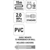 Yato YT-24240 Μπαλαντέζα (Καρούλι) Με Λάστιχο Παροχής Αέρα 10mm x 15mtr