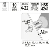 Yato YT-44741 Τρυπάνι Κωνικό (Φρέζα) Με Διαβάθμιση 4.0mm-22.0mm