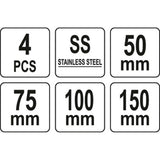 Yato YT-52790 Σπάτουλες Ατσαλίνες Ανοξείδωτες Σετ 4 Τεμ