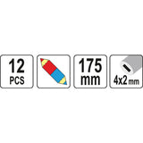 Yato YT-69940 Μολύβια Μαραγκών Σετ 12 Τεμ Δίχρωμα