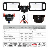 Yato YT-81811 Προβολέας LED Διπλός Επαναφορτιζόμενος Με Τρίποδο 5000 Lumens