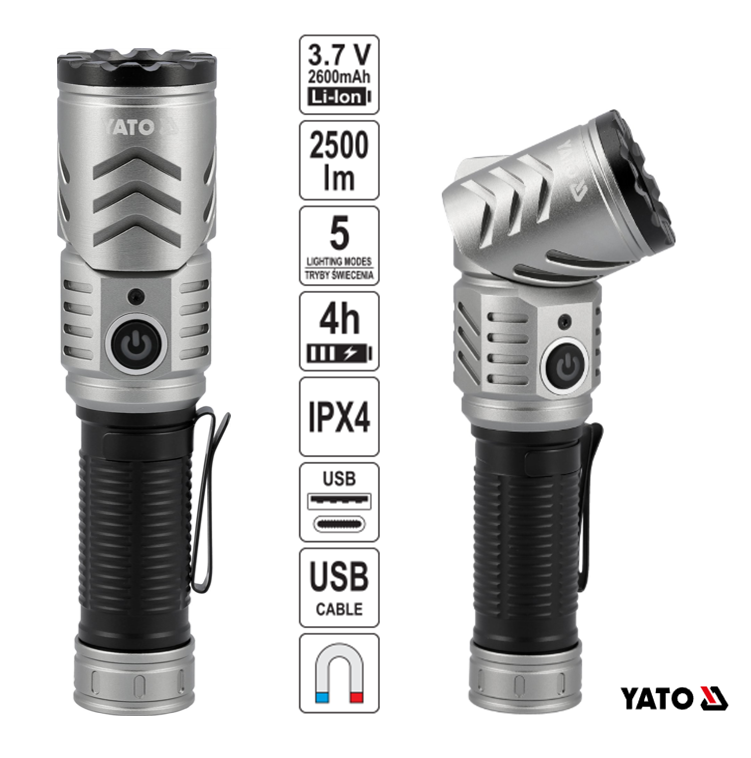 Yato YT-085613 Φακός Επαναφορτιζόμενος 2500Lm