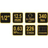 Vorel 81100 Αερόκλειδο (Μπουλονόκλειδο) 1/2"