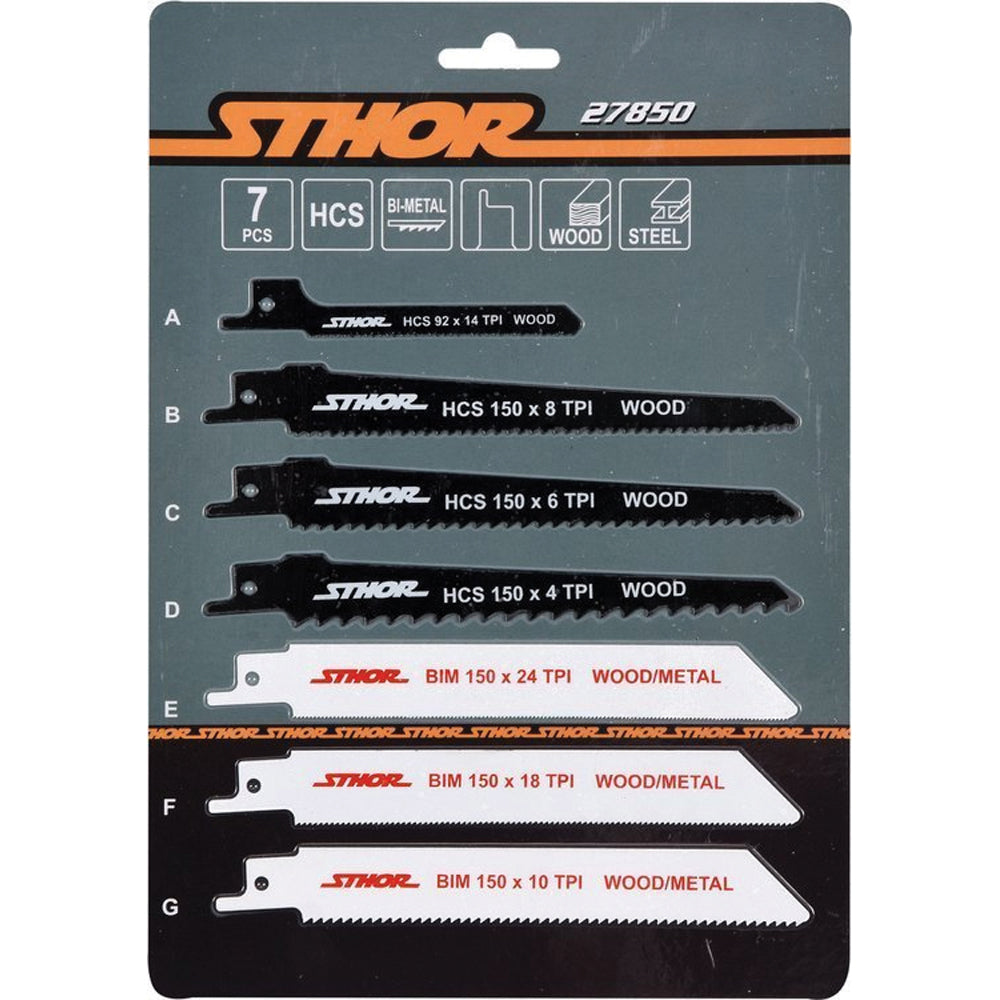 Sthor 27850 Λάμες Σπαθοσέγας (Σεγάτσας) Για Ξύλο Μέταλλο Διάφορα Υλικά Σετ 7 Τεμ