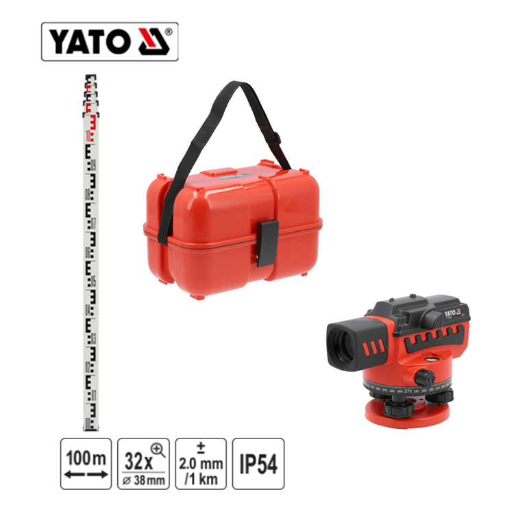 Yato YT-30553 Αυτόματος Χωροβάτης Μέτρησης 100Μtr Με Τρίποδο - Βαλίτσα